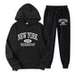 European And American Men's Hoodie Sweater Suit Fashion Printed Two-piece Suit