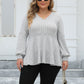 Doll Shirt V-neck Hollow Striped Polar Fleece Lantern Sleeve Bottoming Shirt