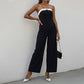 Womens Spliced Strapless Sleeveless Jumpsuit
