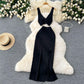 A Two-piece Knitted Vest With A Slimming, Body-hugging, Slit Skirt