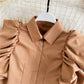 Elegant Retro  Style Puff Sleeve Top