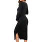 Pregnant Women's Long Sleeved U-neck Striped Casual Dress