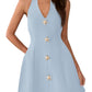 Elegant Halter V-Neck Sleeveless A-Line Mini Womens Short Party Gown