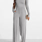 Autumn And Winter Draping Solid Color Sports Long Sleeve Jumpsuit Wide-leg Pants
