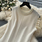 Beaded Crew Neck Sleeveless Flattering Knit Dress For Women In A Color Block Design