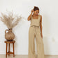 Gilet en coton et lin en gros, pantalon sans manches, tenue ample, costume tendance
