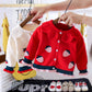 Girls strawberry lapel sweater cardigan