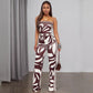 Sexy Split-front Bandeau Top With Tight Pants Set