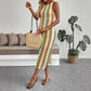 Color Striped Crocheted Round Neck Vest Sleeveless Dress