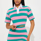 Women's Cropped Striped Shirt Collar Suit