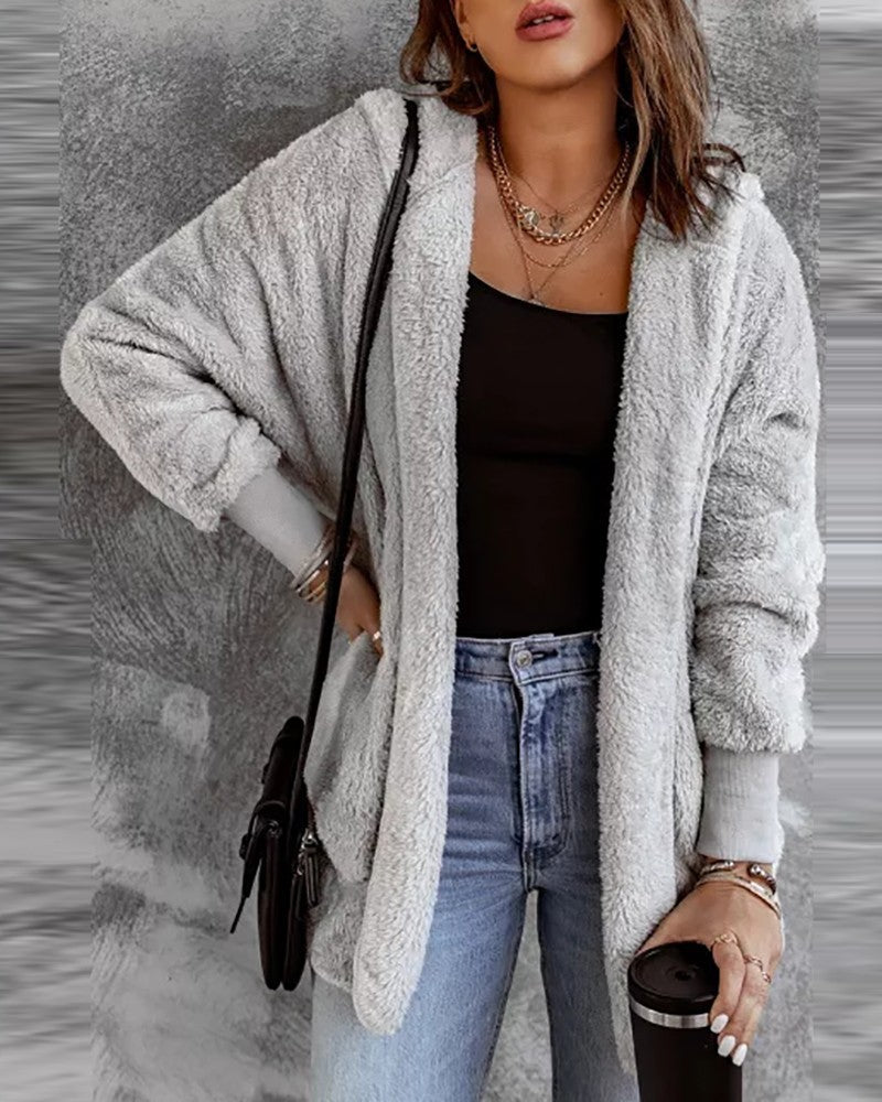 Women's Plush Long-sleeved Top Coat