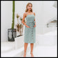 Summer solid color button cotton strap bow A-line dress