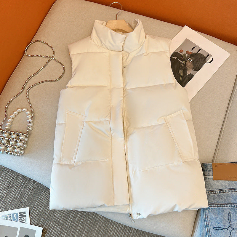 Gilet court en coton pour femme, style coréen, automne et hiver