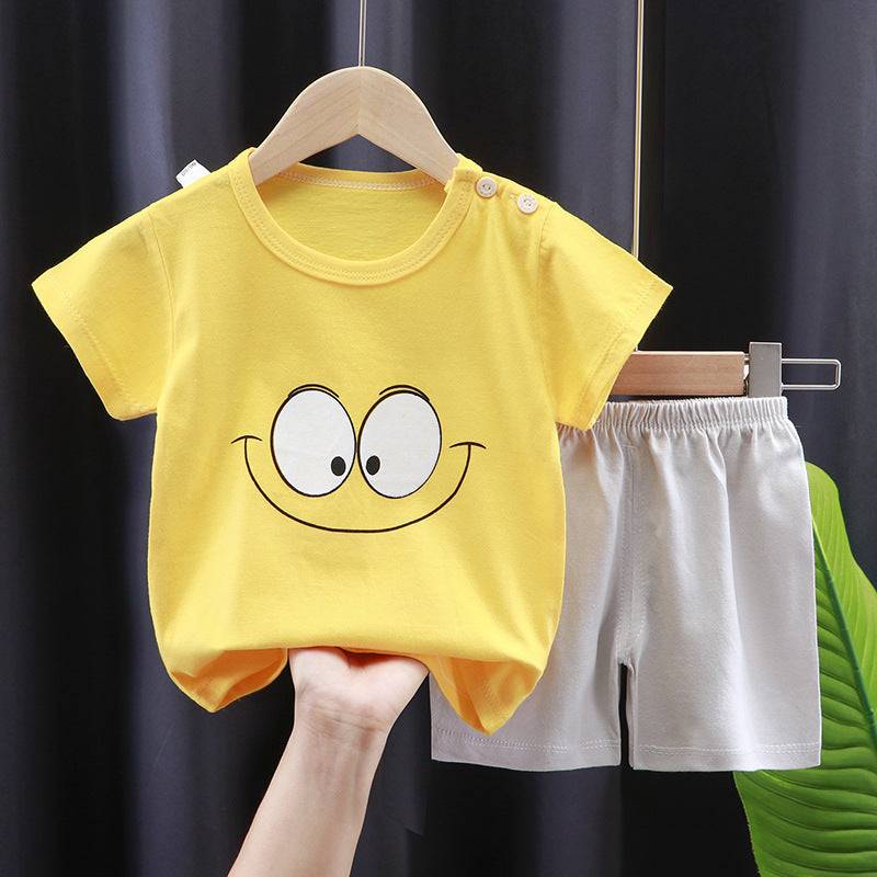 Ensemble t-shirt d'été à manches courtes pour enfant en pur coton