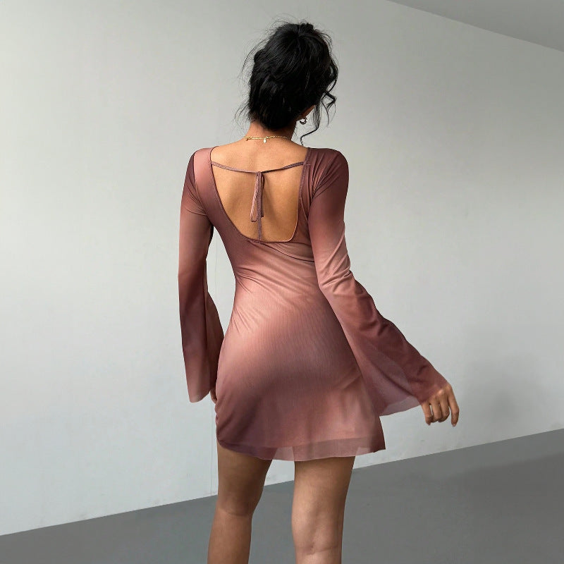 Robe imprimée à double épaisseur pour femme, taille ajustée
