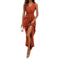 Summer Elegance Kinked Sleeveless V-neck Slit Dress