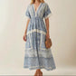 Chic V-neck Printed Waist-Cinching Short-Sleeve Womens Dress
