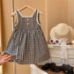 Sweet Black And White Plaid Princess Vest Skirt