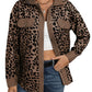 Fashion Leopard Print Corduroy Button Long Sleeve Coat For Women