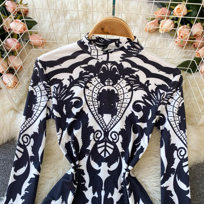 Slim Fit Stand-up Collar Bottoming One Piece