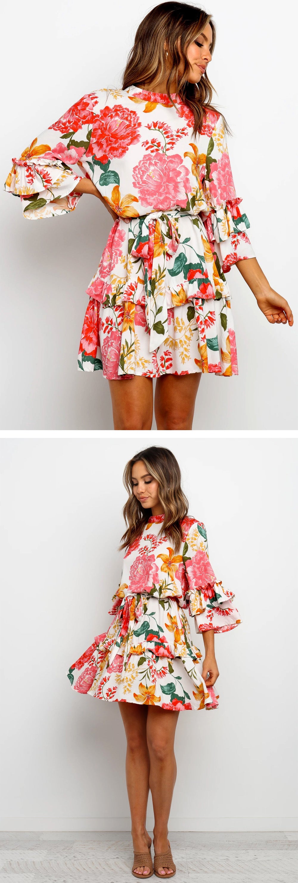 Robe imprimée à la taille