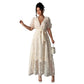 Womens Embroidered Halterneck Backless Split Dress