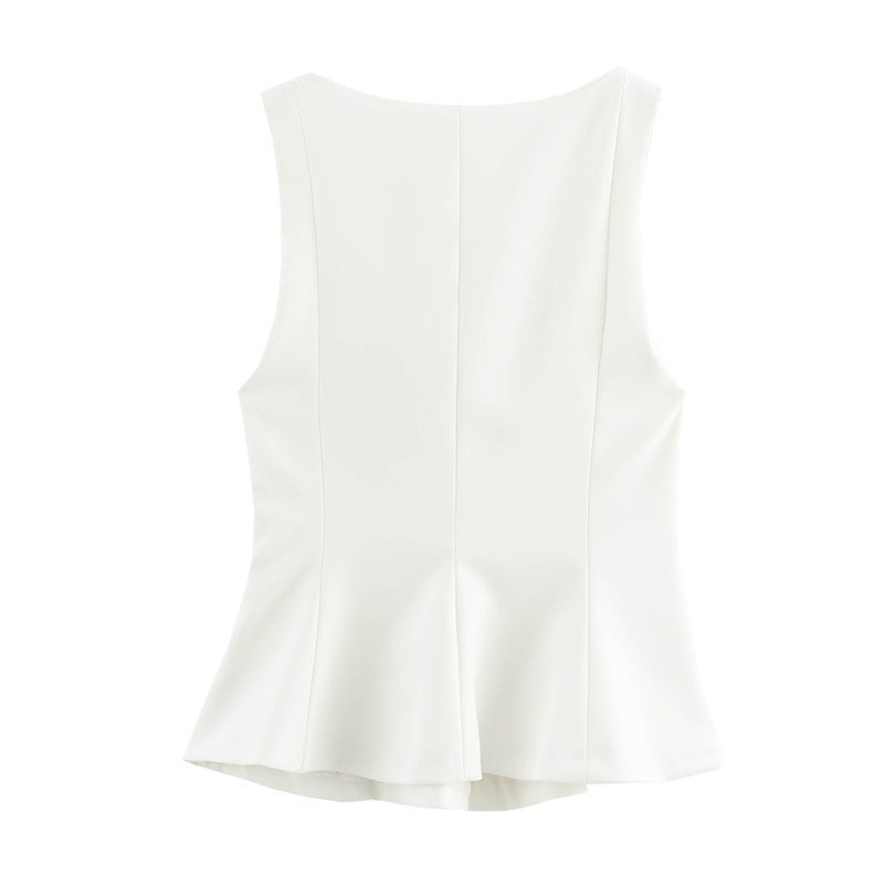 European And American Style Women's Square Collar Sleeveless Top