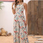 Cross-border Floral Print Button Wide Leg Jumpsuit Sale In Stock