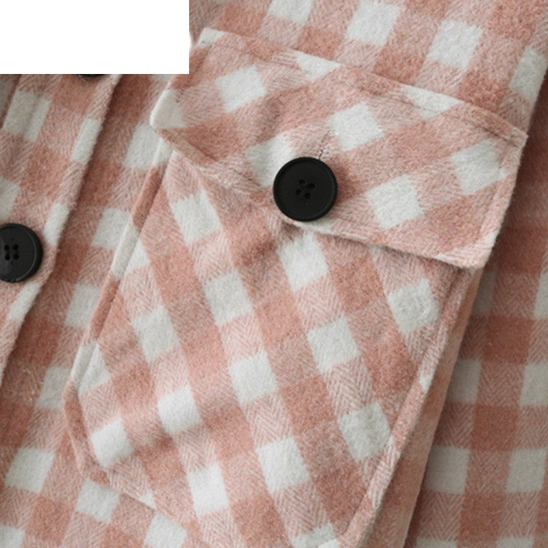 European And American Style Mid-length Woolen Plaid Jacket