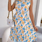 Spring And Summer Wooden Ear Flowers Cinched Pleated Dress