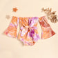 One Piece Shoulder Long Sleeve Trumpet Sleeve Print