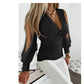 Women's Long Sleeve V-neck Lace Stitching Shirt