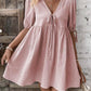 Deep V-neck Design Chest Lace-up A- Line Dress