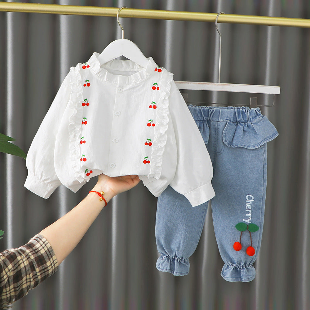 Middle And Small Children's Korean Style Spring Children's Skirt And Trousers Suit