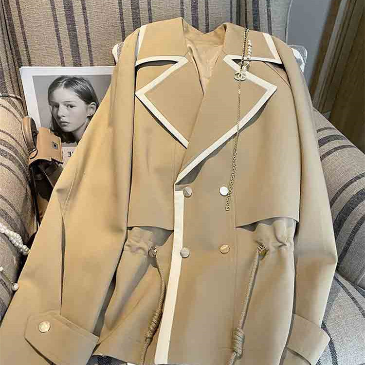 New Style Large Lapel Short Windbreaker Coat