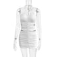 European And American-style Sexy Crisscross Halterneck Fashion Pleated Figure-flattering Bodycon Skirt