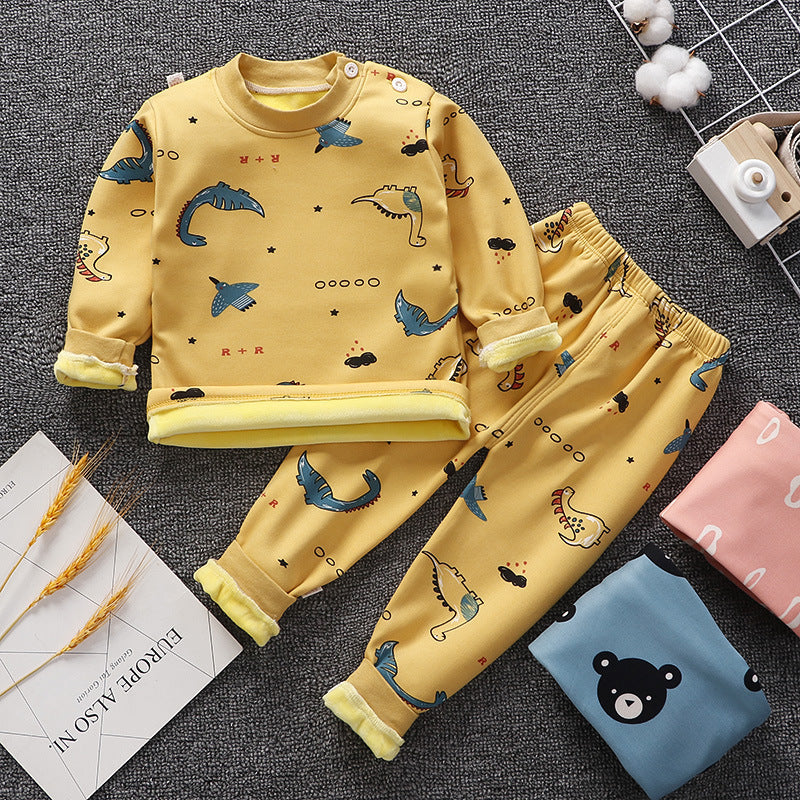 Children's Thermal Underwear Set Plus Velvet Thickening