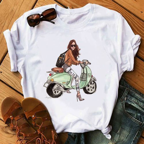 T-shirt ample à manches courtes et col rond pour femme