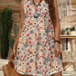 Robe à manches courtes et imprimé végétal pour femme, jupe patchwork à contraste de couleurs
