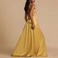 Women's Backless V-neck Satin Long Dress