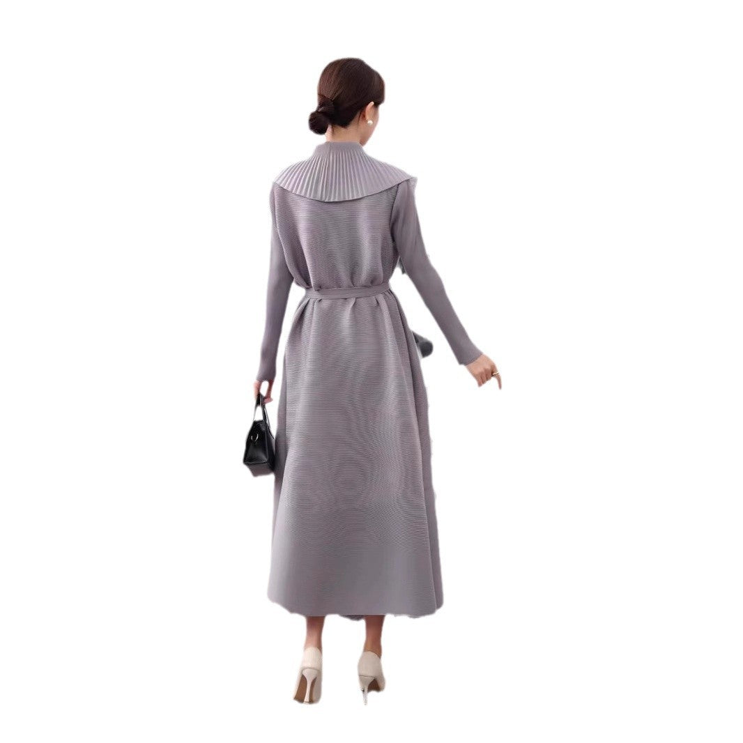 Spring And Autumn New Close Edge Belt Solid Color Dress Shawl Two-piece Set