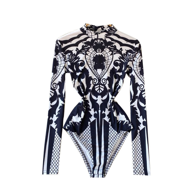 Slim Fit Stand-up Collar Bottoming One Piece