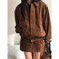 Coat A- Line Skirt Corduroy Two-piece Set