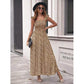 Square Collar Ruffle Sleeve Olive Floral Large Swing Dress