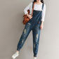 Bavoir en jean ample de grande taille avec broderie rétro littéraire 