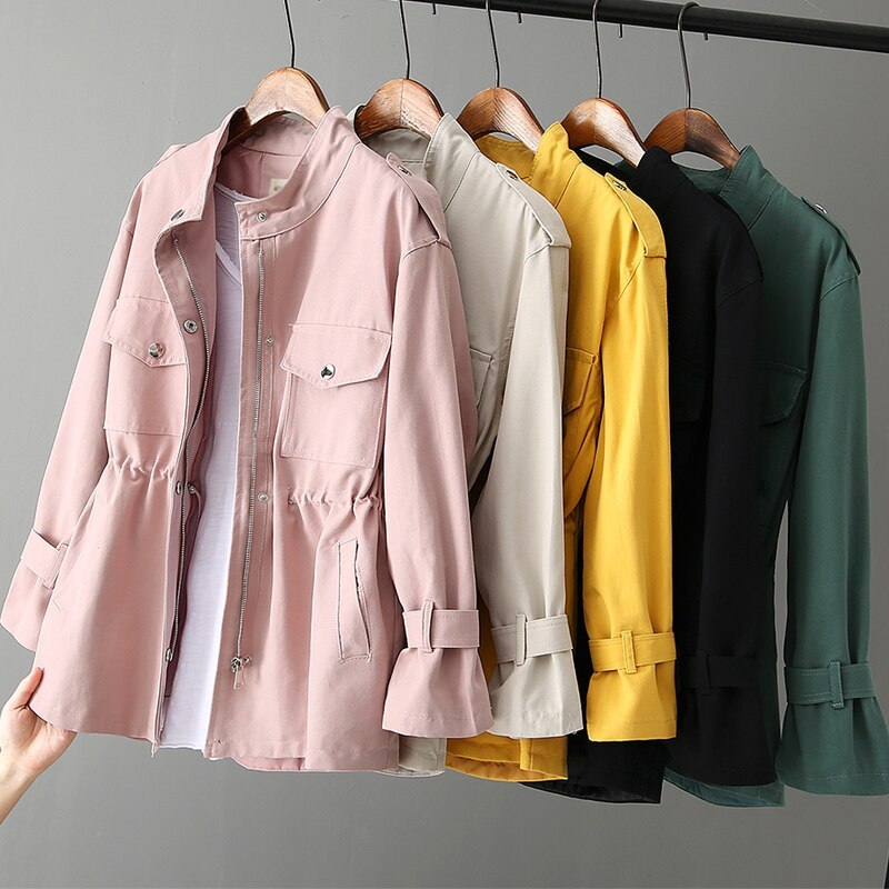 Trench coat with waist