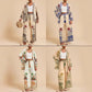 Fashion Vacation Style Printed Cardigan Long Sleeve Wide Leg Pants Two-piece Set