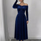 Womens Stylish Figure-hugging Velvet Long-sleeve Dress