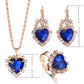 Europe And The United States Personalized Water Drop Color Diamond Necklace, Earrings, Rings Set, Shiny High-end Bridal Jewelry Wholesale