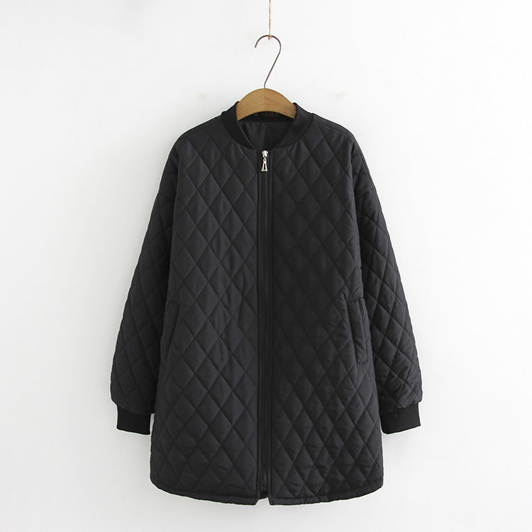Plus Size Women's Mid-length Baseball Padded Jacket